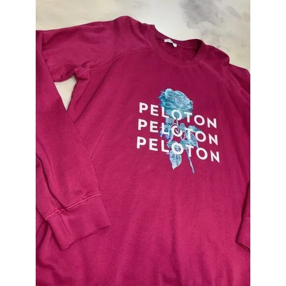 Peloton NWOT Rose Logo Print Crewneck Sweatshirt Pink Women’s Size Medium - Picture 3 of 8